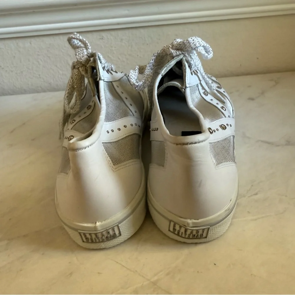 Stuart Weitzman VTG White Studded Sneakers - Picture 3 of 8